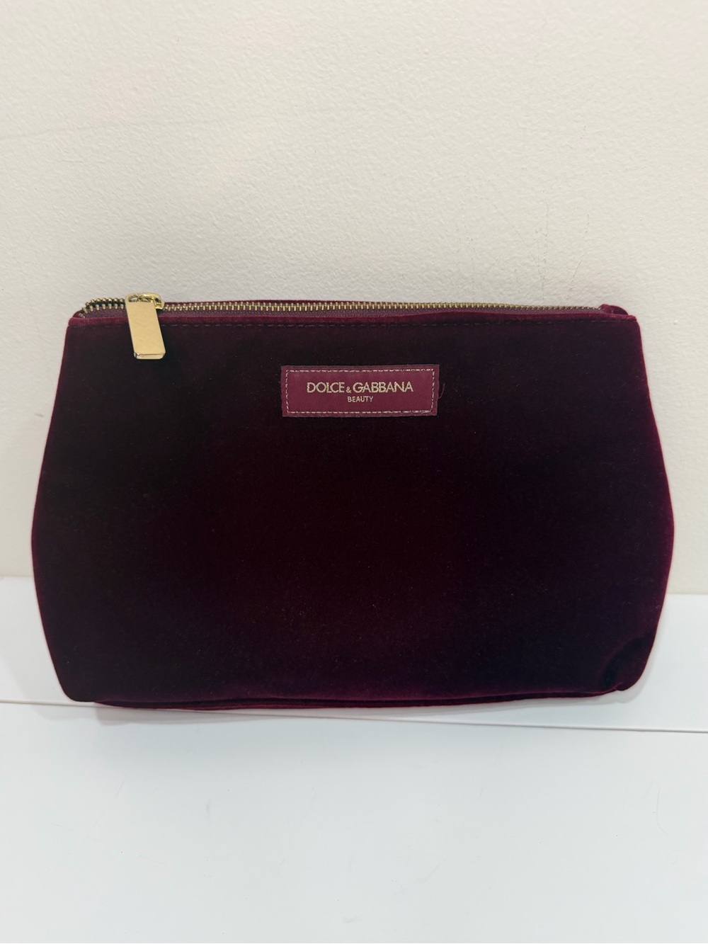 Dolce & Gabbana Beauty Burgundy Velvet Cosmetic Bag Pouch